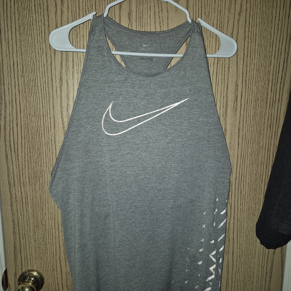 Nike Grey Heather Dri-FIT Tank with White Swoosh